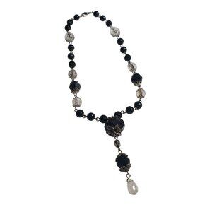 Vintage Beaded Necklace Drop Pendant Faceted Beads Lobster Clasp Jewelry Gift